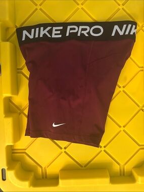 Nike Pro Burgundy Compression Shorts with Black Waistband